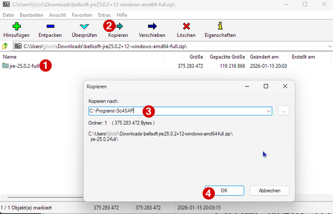 Copying Bellsoft Liberica JRE into the program directory