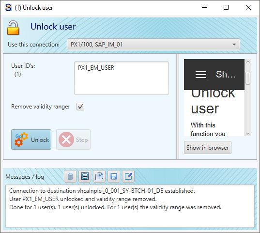 SAP user unlock
