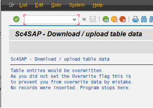 Download/upload table data - message at upload