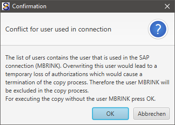 Copy user function - automatic exclusion of user used in connection