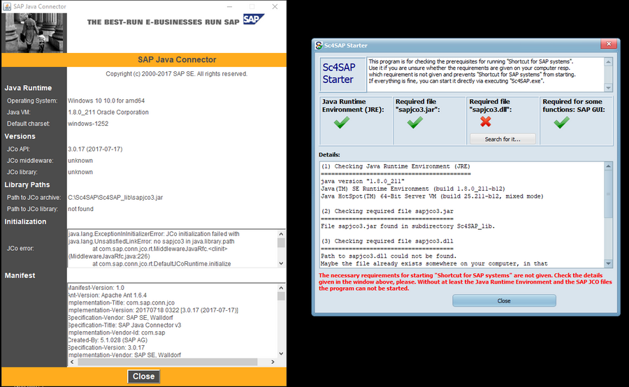 SAP Java Connector - System info