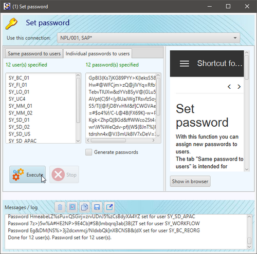 Shortcut for SAP systems - Set password for system users