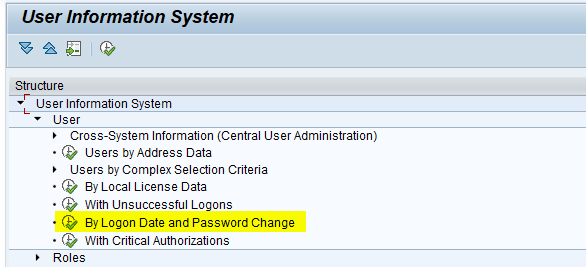 SUIM - User list by logon data and password change
