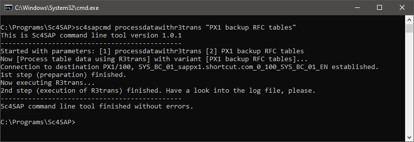 Shortcut for SAP systems - command line tool
