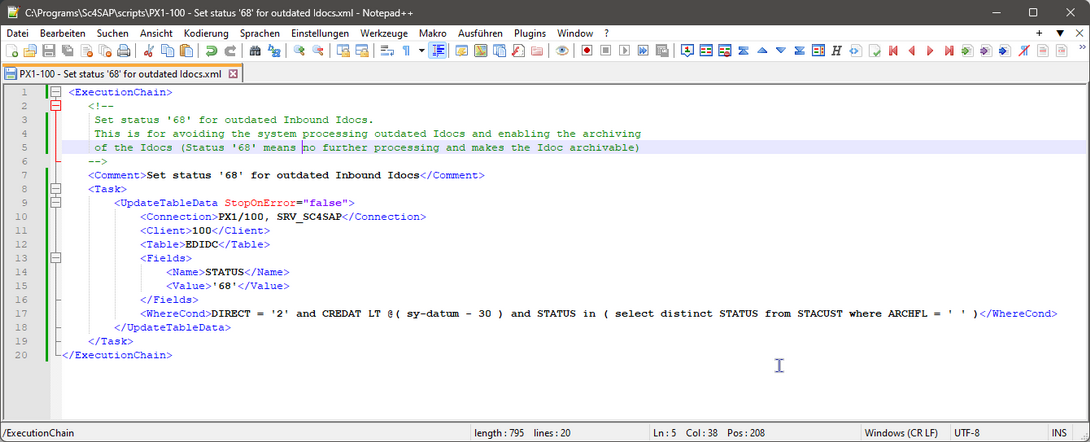 XML file for Sc4SAP command line tool