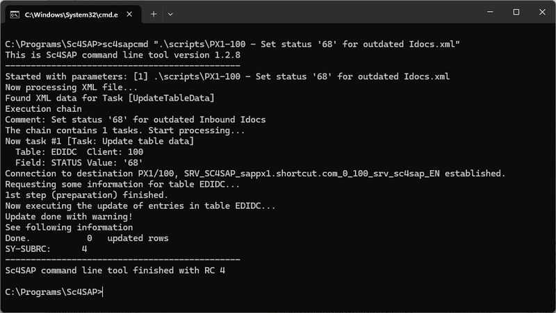 Command line tool, setting outdated Idocs to status '68'