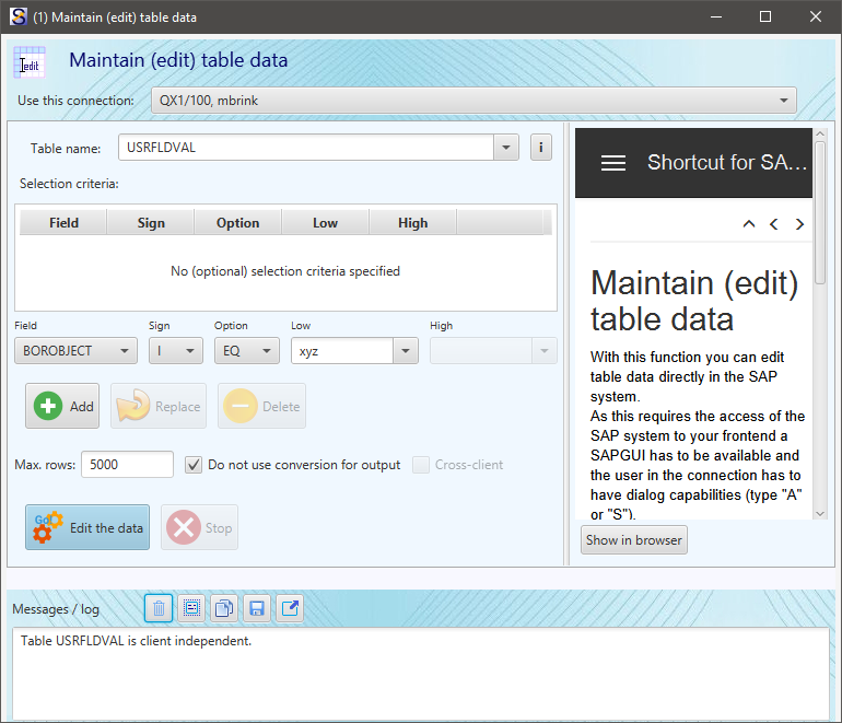 Maintain table data in SAP