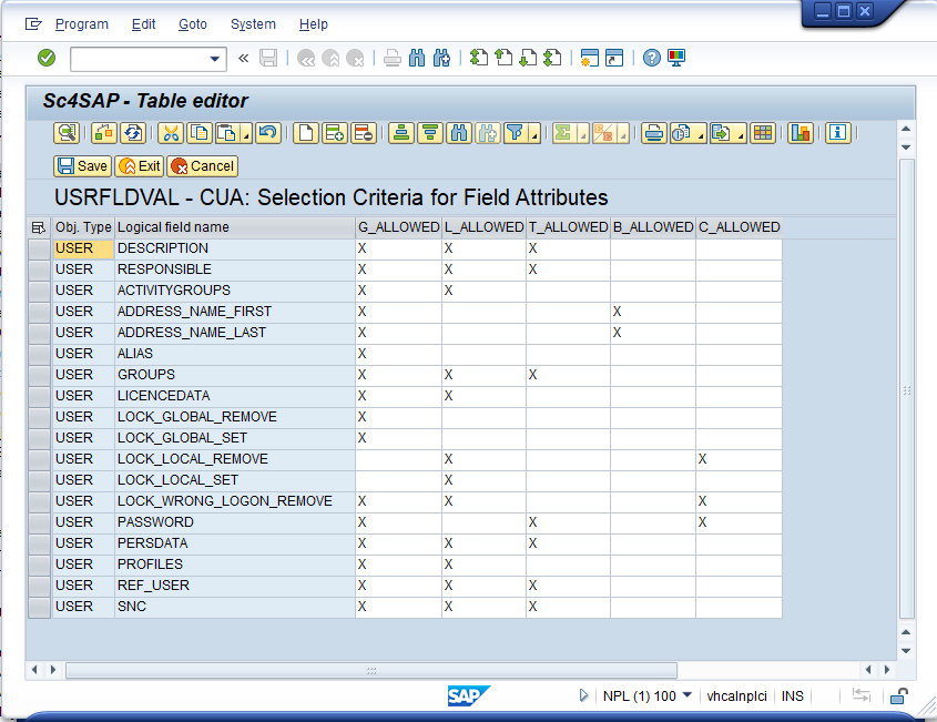 Shortcut for SAP systems - Table editor