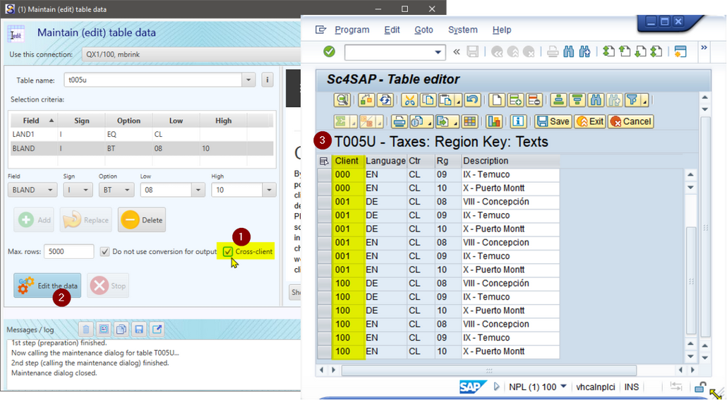 Shortcut for SAP systems - Table editor, cross-client flag